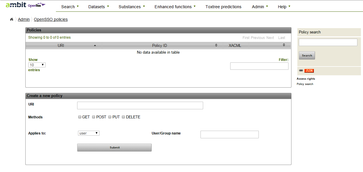 Create access policy for an URI. 