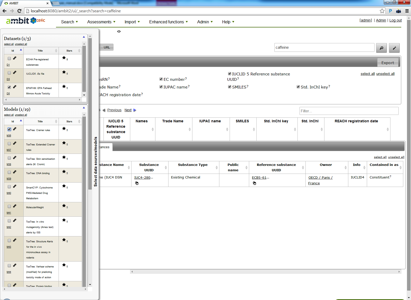 Selecting datasets and model predictions to display